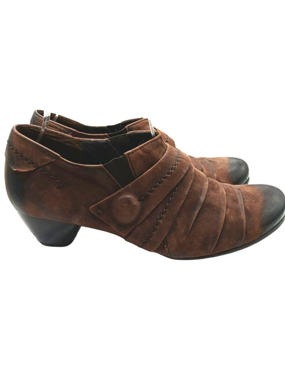 Gabor Comfort Brown Leather Pleated Low Boots Shootie Shoes UK 7 USA Booties